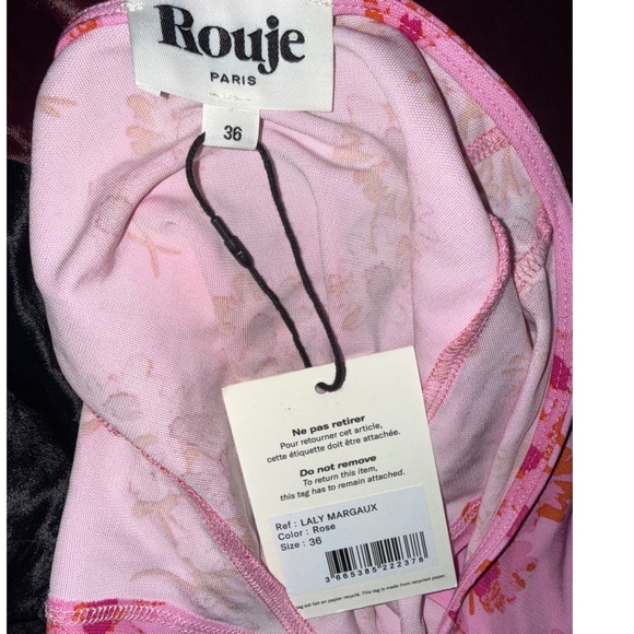 NWT Rouje Paris Laly Margaux Rose Pink Floral Midi Dress Size 36 FR 4 Us - Picture 6 of 7